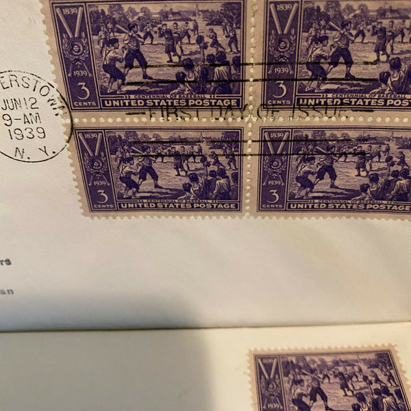 Baseball Centennial FDC Lot of 2 1939 Cooperstown Postal Covers Stamps Scott 855