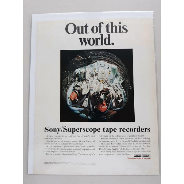 1970 Sony Superscope Tape Recorder Astronaut Capsule Music Vtg Magazine Print Ad